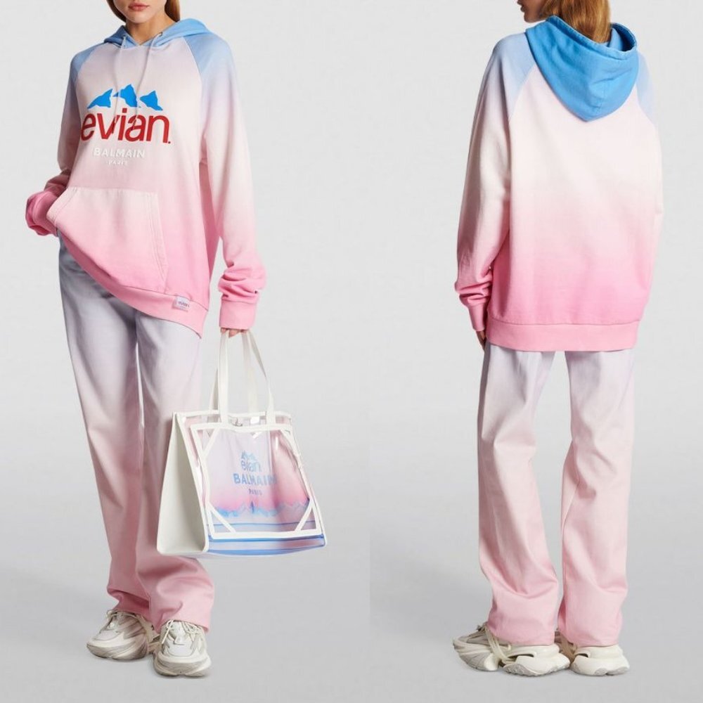 Balmain Evian Gradient Effect Hoodie Sweatshirt Medium NWT